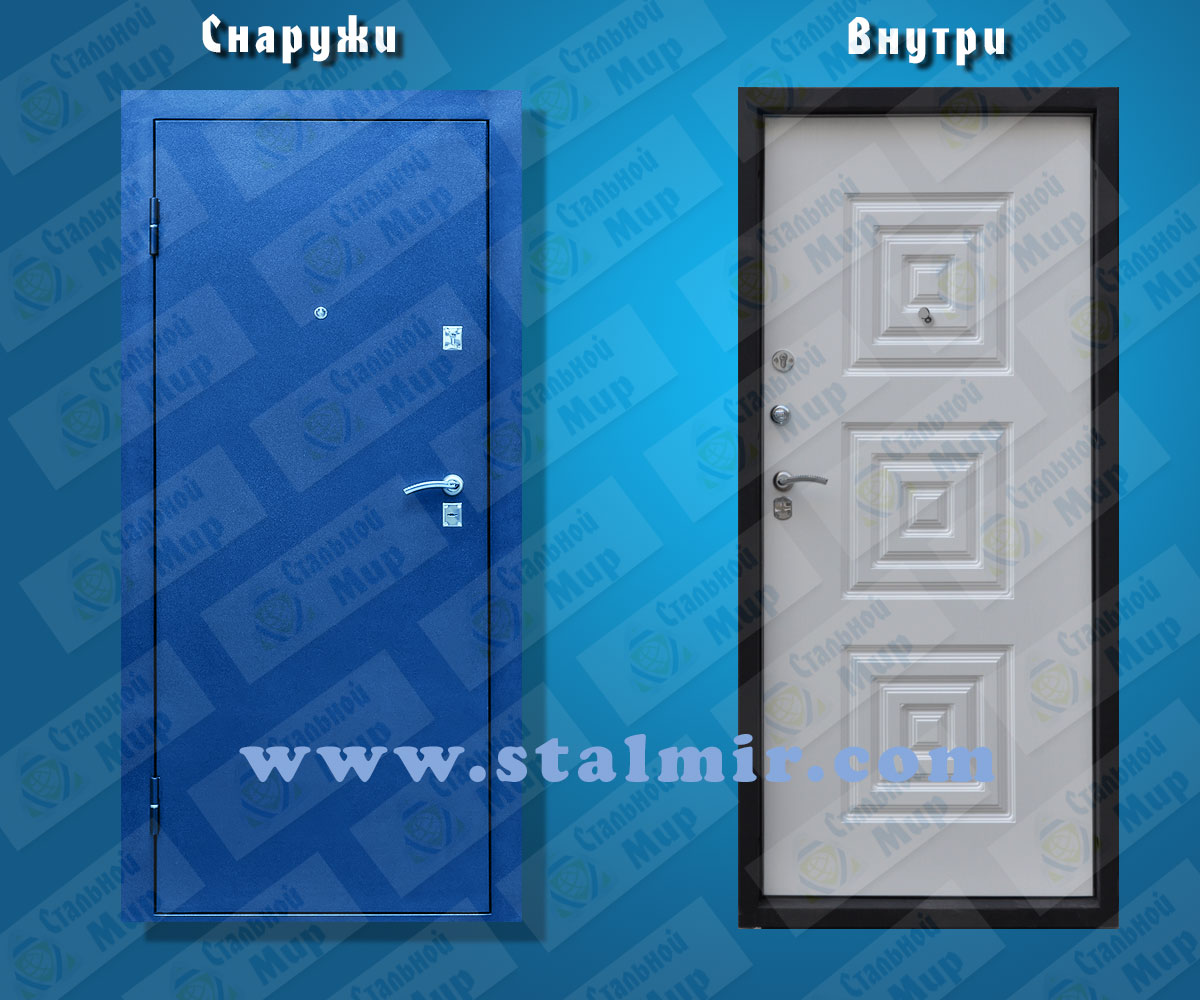 дверь стальная модель Афина Satin Sparkle Blue/беленый дуб
