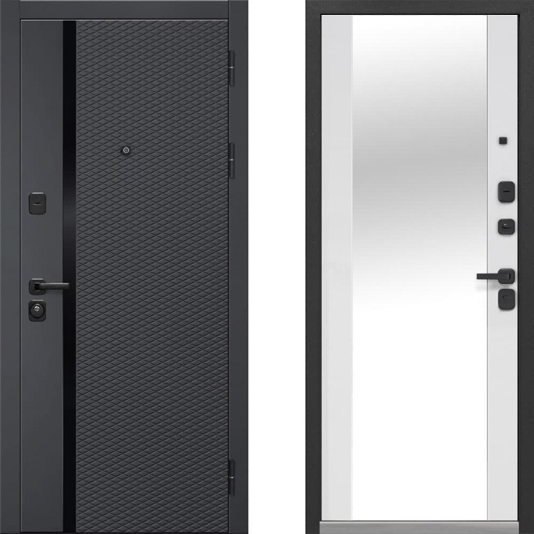 дверь стальная модель Luxor 2МДФ Ромбы Вертикаль Зеркало