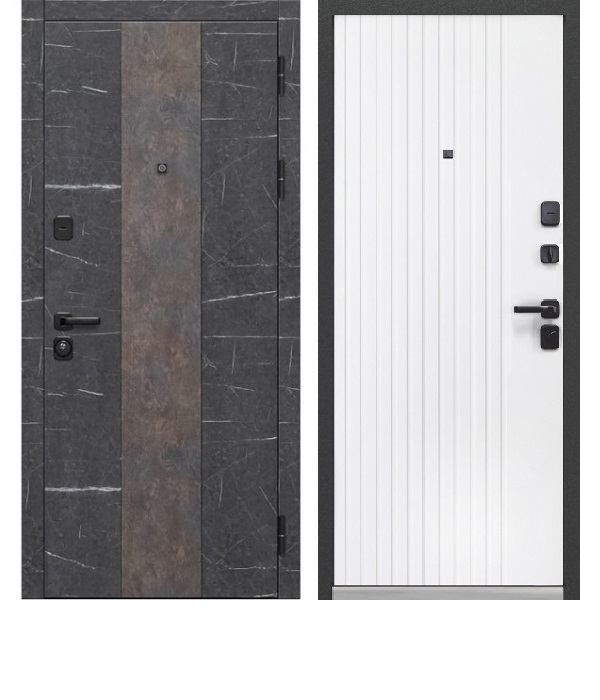 дверь стальная модель Luxor 2МДФ Стоун рейки