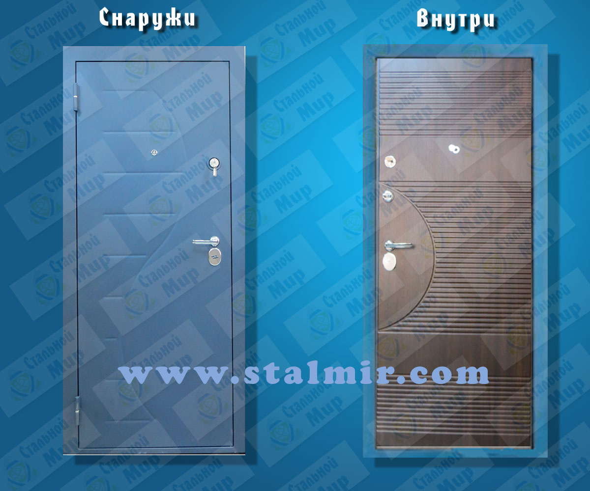 дверь стальная модель Сочи Синий сатин Венге 