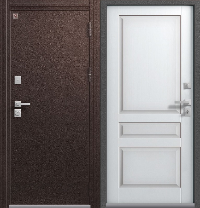 Входная дверь Т-2 Шоколадный муар - Софт белый 