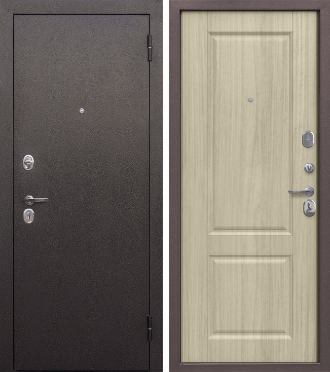 дверь стальная модель Тайга 7 см бежевый клен