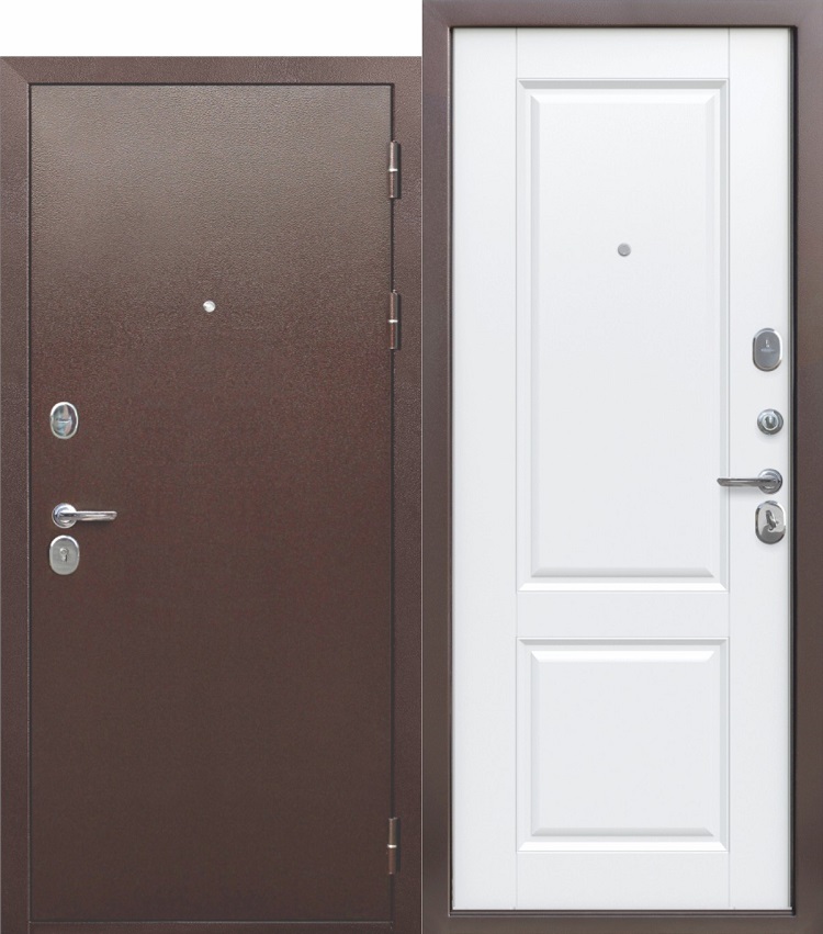 дверь стальная модель Дверь Феррони 9 см медный антик Белый ясень
