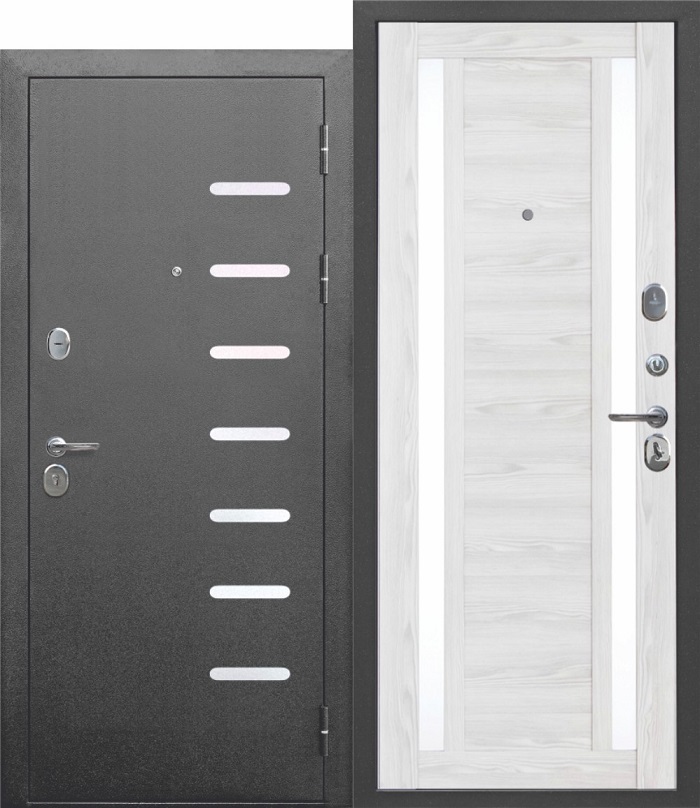 дверь стальная модель Дверь Феррони 9 см серебро-Ривьера айс