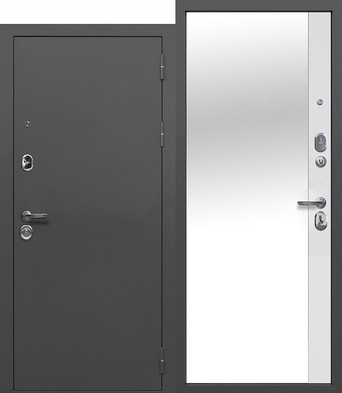 дверь стальная модель Дверь Феррони 9 см серебро зеркало эмалит белый