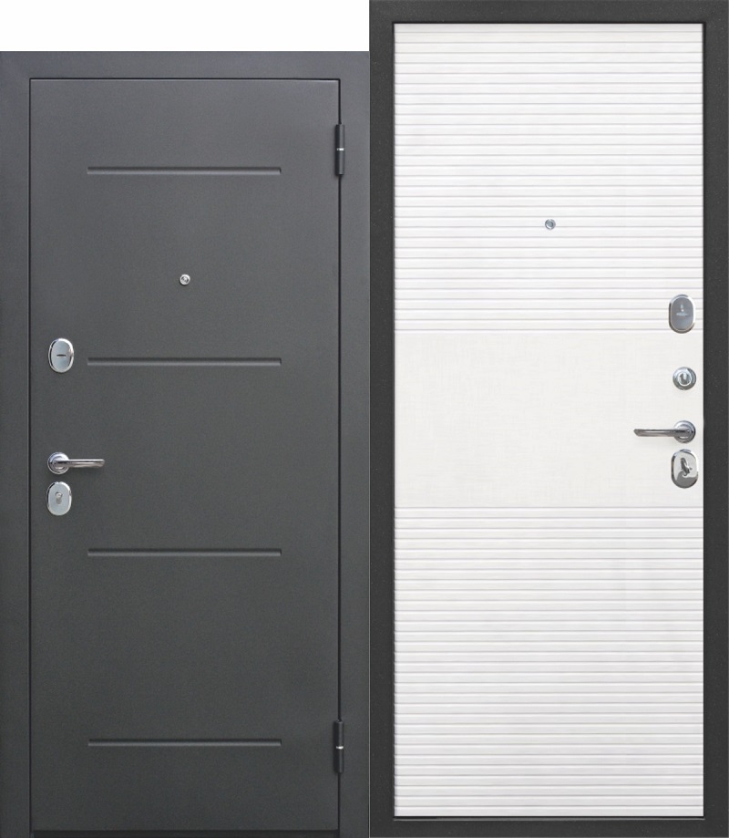 дверь стальная модель 7,5 см ГАРДА серебро Белый ясень