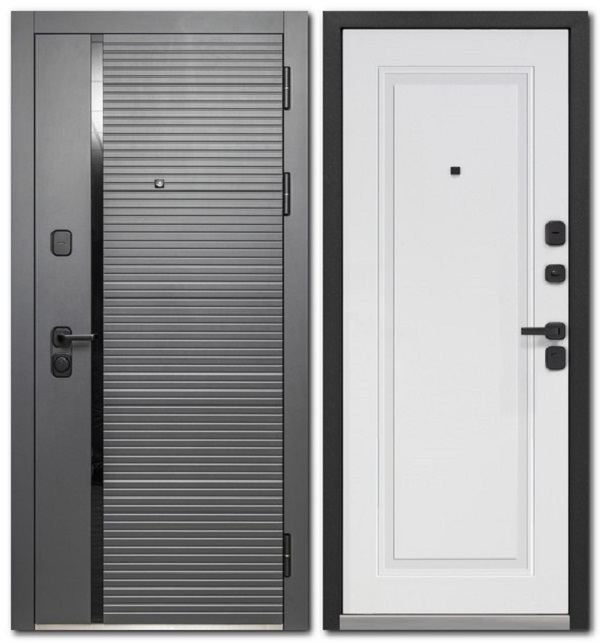 дверь стальная модель Luxor 2МДФ Горизонталь Нео Эмалит белый