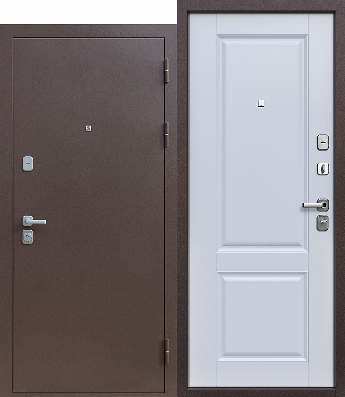 дверь стальная модель Входная дверь Толстяк Букле шоколад велюр белый софт